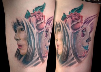 Looking for unique  Tattoos? Custom Day of Dead Mirrored Realistic